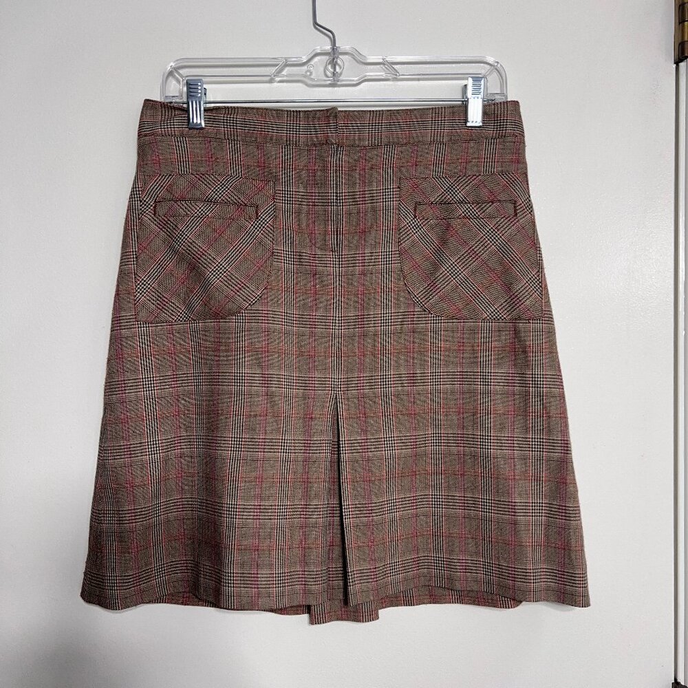 LILLY PULITZER Brown Plaid Pleated Mini Skirt Light Academia Women's Size 4